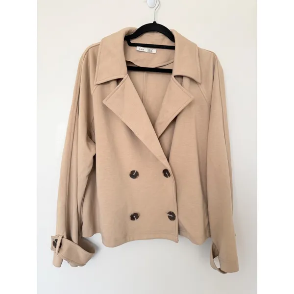 Dex Tan Double Breasted Knit Cropped Blazer Jacket Extra Large NEW Size XL - Image 3
