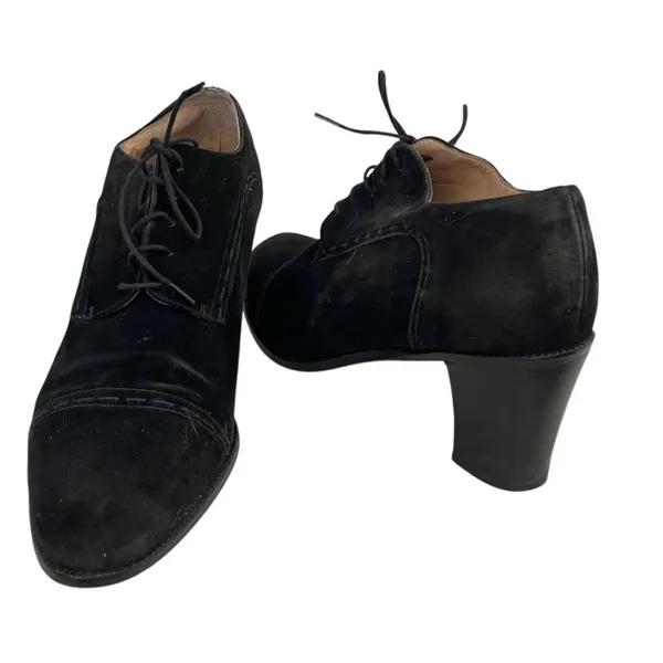 JONAK Black Suede Shoes Oxfords Lace Up Stacked Heel Womens Size FR 40 US 8 - Image 9