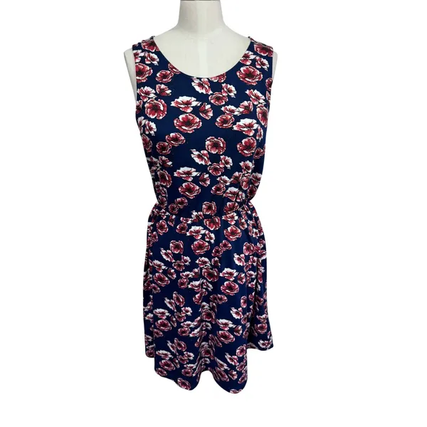 French Grey Women's‎ Small Blue Floral Sleeveless Fit & Flare Dress - Image 2