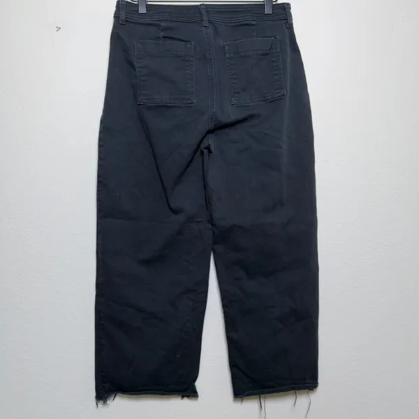 Avec Les Filles Women Colette Pants 28" Black Distressed Raw Hem Wide‎ Leg Crop - Image 8