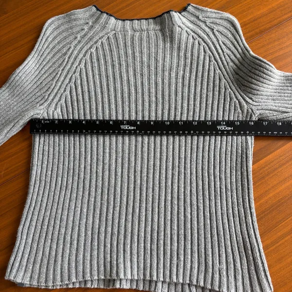 90s Vintage DKNY Jeans Sweater L Gray Ribbed Zipper Cuff Grunge Y2K Gorpcore Ski - Image 14
