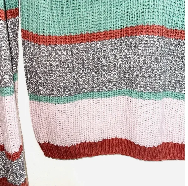 Maurices Henley Sweater Multicolor Striped V-neck Button Knit Pullover - Image 6