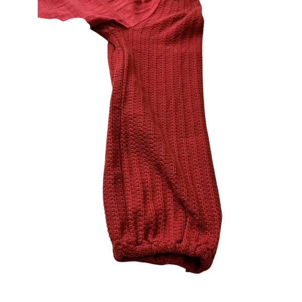Umgee Rust Red Tiered‎ Babydoll Dress Waffle Knit Long Sleeve M5176 Mens M - Image 11