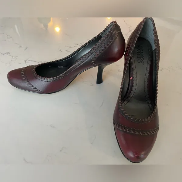 Franco Sarto Burgundy Talento Heels Pattern Details Classic - size 7 - Image 5