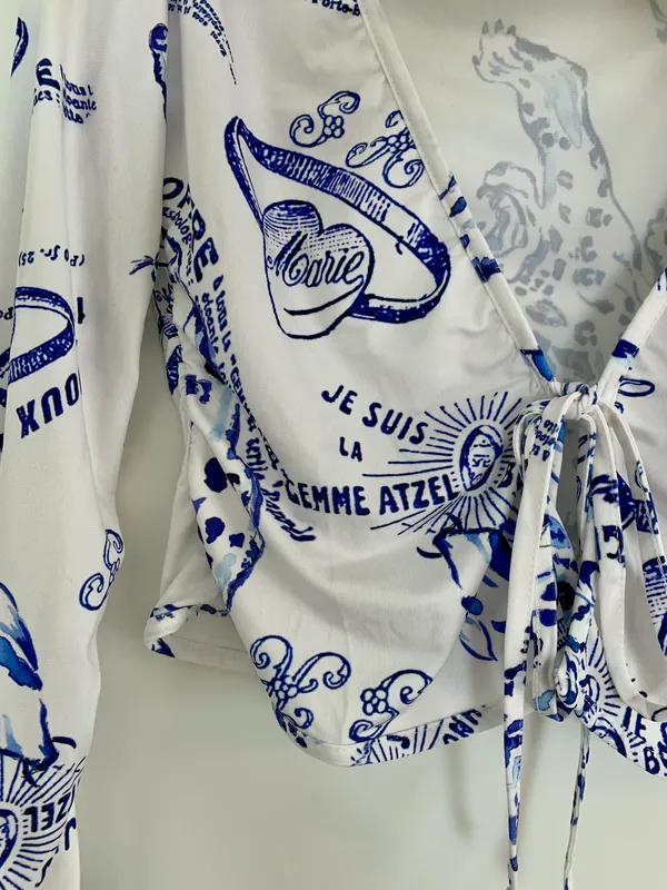 Nasty Gal Printed Tie Top - Image 4