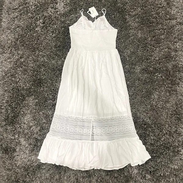 Jasambac Lace Accent Maxi Dress in White, Size M​​​​​ - Image 4