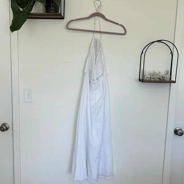 Anthropologie Raga Dress Maxi White Crochet‎ Halter Empire Boho Swim Coverup S - Image 2