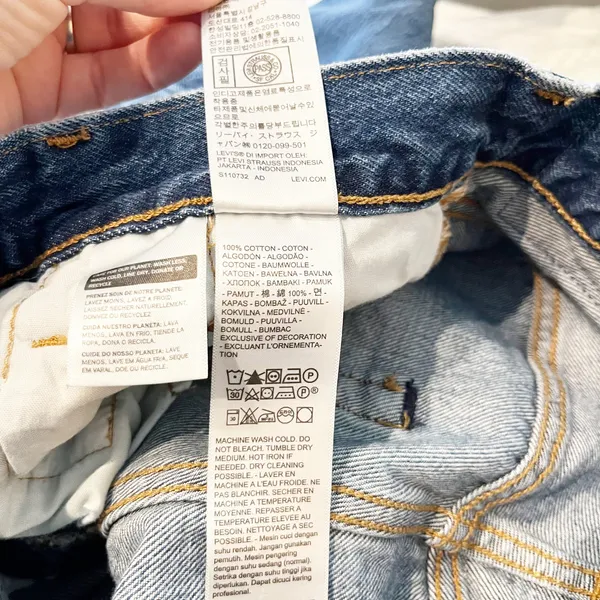 Levi's Original 501 100% Cotton Mid Rise Button Fly Denim Straight Jeans Blue 25 - Image 7