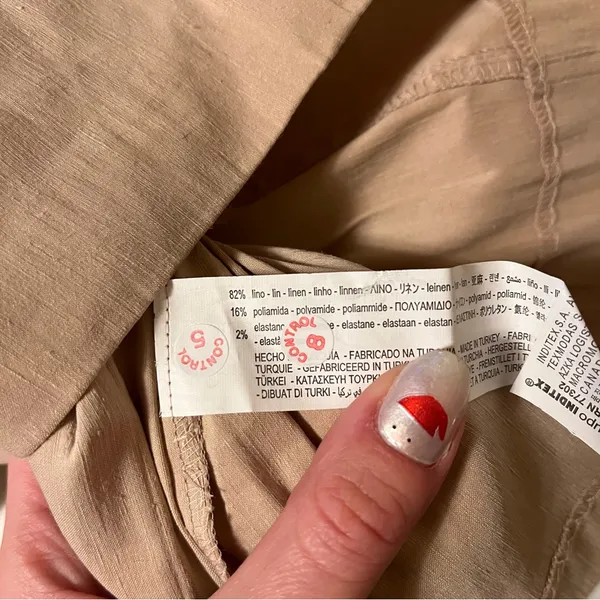 Zara Beige Pleated Short Sleeve Dress - Image 7