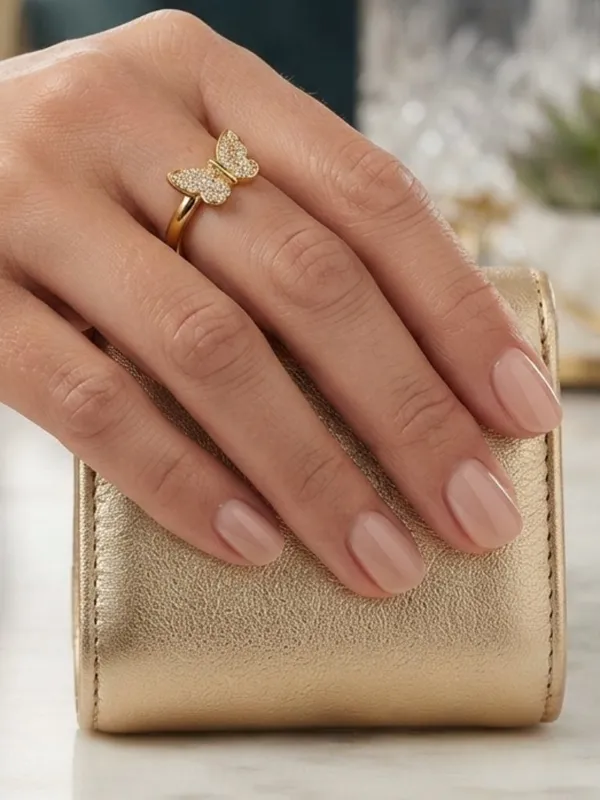 Gold Plated Pave CZ Crystal Butterfly Ring Size 7 Dainty Statement Jewelry - Image 2