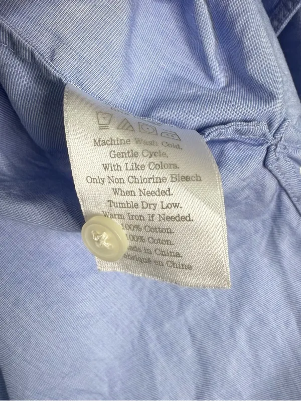 Everlane Light Blue Mandarin Collar Womens Shirt Size 0 Popover Button Down - Image 4