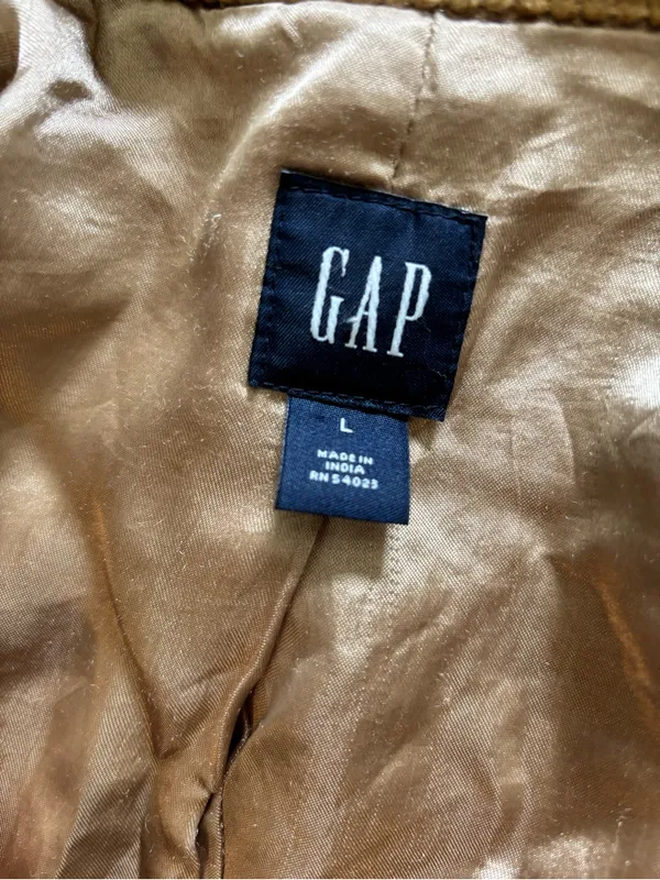 VTG Y2K Gap Double Breasted Relaxed Corduroy Utility Jacket Sz L Pockets Belt - Image 7
