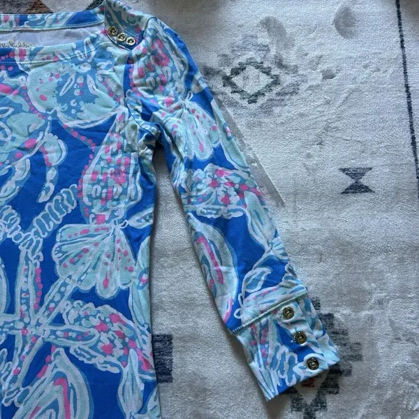Lilly Pulitzer UPF 50 +‎ Cotton Sophie Dress Into the Deep Size XXS Pink Blue - Image 5