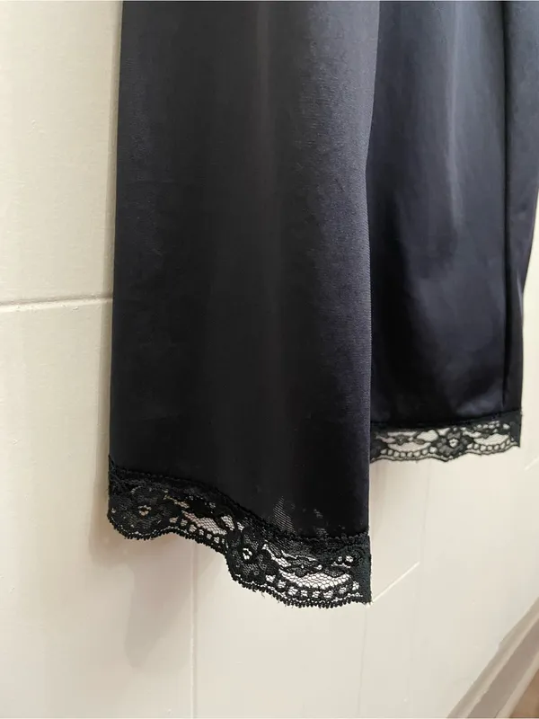 Sears Vintage Lace Slip Dress Size 38 Black Babydoll Elegant Whimsygoth Romantic - Image 3