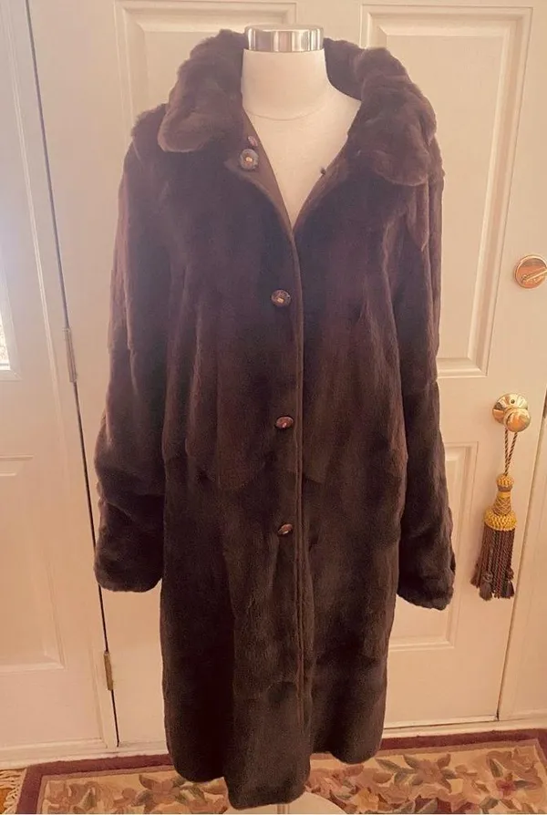 🌹Hp🌹Vintage Luxury Reversible Fur & Suede Long Coat - Image 3
