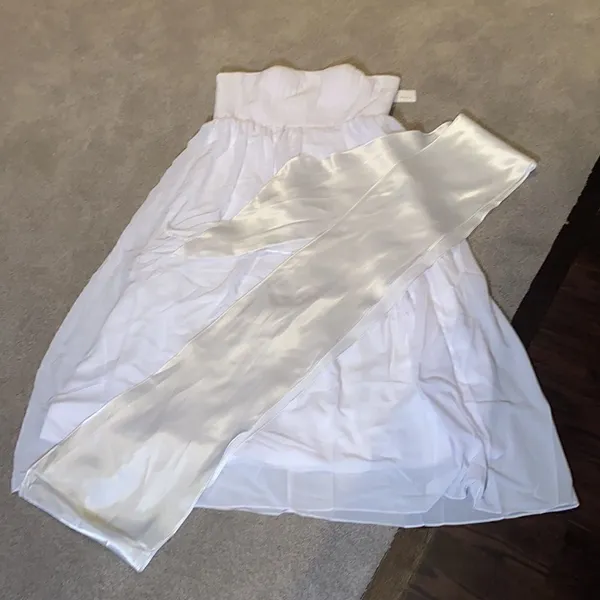 Women’s Elegant White Strapless Full Length Chiffon Prom Party Formal Dress XXL - Image 2
