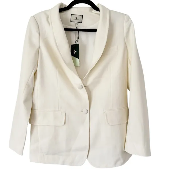 NWD Tuckernuck Cream Wool Warner Blazer Two Button Women’s Size Small - Image 4