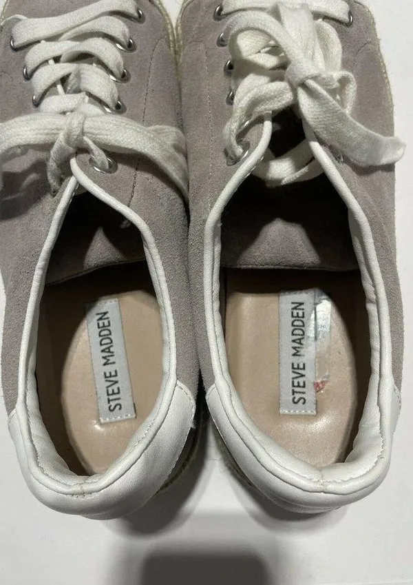 Steve Madden Rule Platform Suede Taupe Sneakers Size 9.5 - Image 5