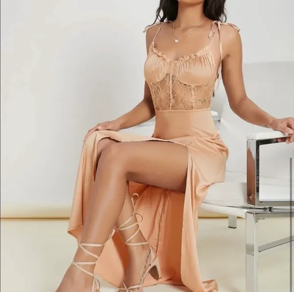 Satin Lace Corset Maxi Dress/gown - Image 5