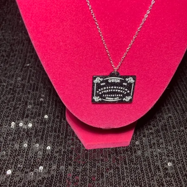 Sterling Silver Spooky Season Ouija Board Necklace 925 Planchette Earrings emo - Image 7