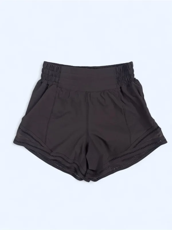 Lululemon Hotty Hot High Rise lined shorts 3.5” lace trim Black Athletic gym 0 - Image 5