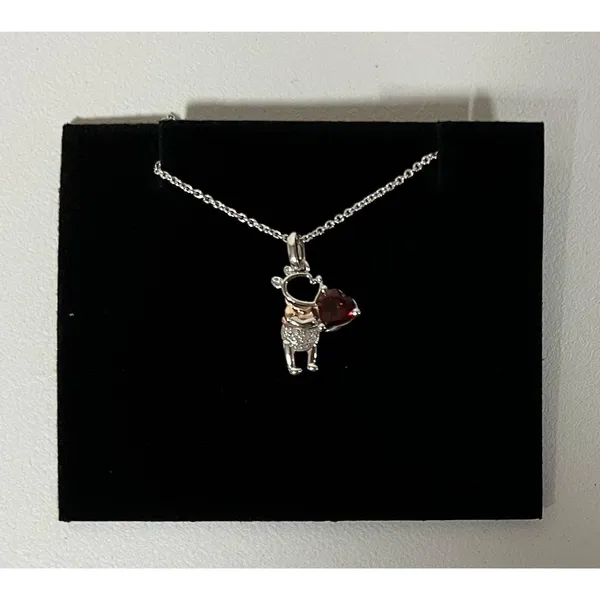 Kay Jewelers Sterling Silver 10k Rose Gold Garnet Diamond Gemstone ‘Disney Treasures’ Winnie the Pooh Honey Necklace Jewelry 🍯 - Image 2