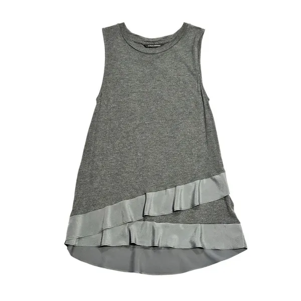 Banana Republic Grey Sleeveless Flounce-Hem Tank Top Size X-Small - Image 5
