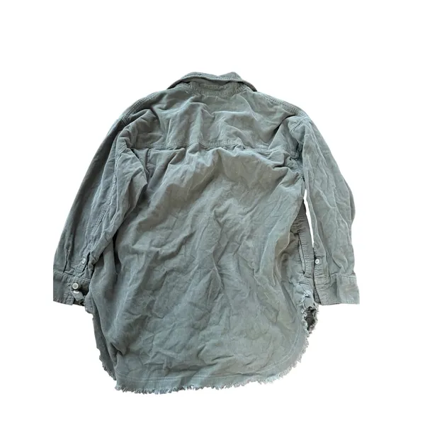OFFLINE‎ by Aerie Olive Green Corduroy Quarter Zip Pullover Raw Hem Shacket M - Image 2