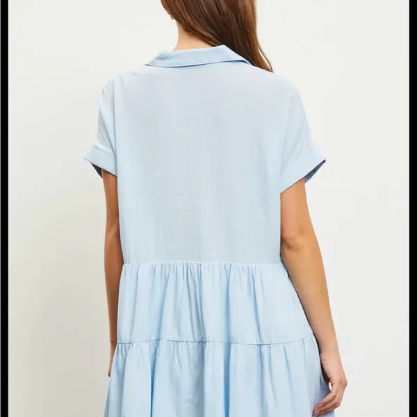 Mustard Seed Sky Blue Tiered Mini Dress - Image 4