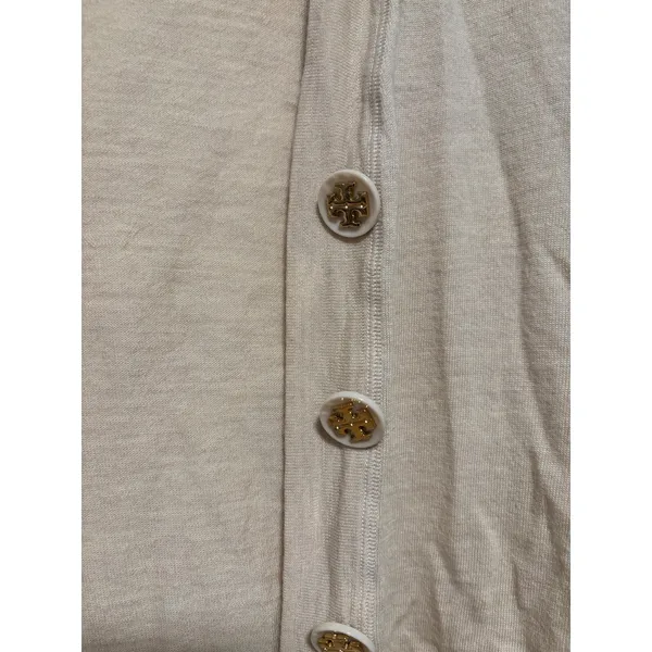 Tory Burch Beige Merino Wool Button Cardigan M - Image 5