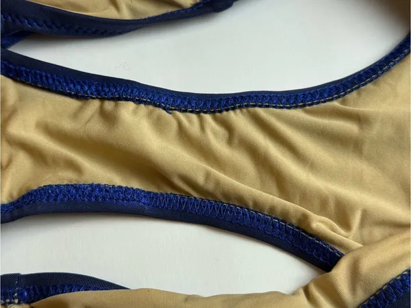 J.Crew Metallic Blue Bandeau Bikini Swimsuit Set Top M Bottom S Halter‎ Strap - Image 3