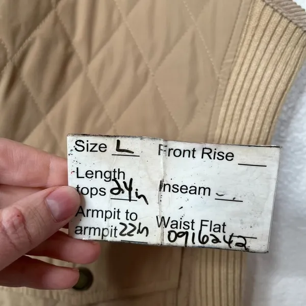 Talbots Womens Tan Quilted fisherman-core Zip-Up Front Pockets Sleeveless large - Image 10