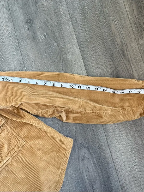 American Eagle AE Hooded Cropped Corduroy Button Up Shirt Shacket Small M Top - Image 7