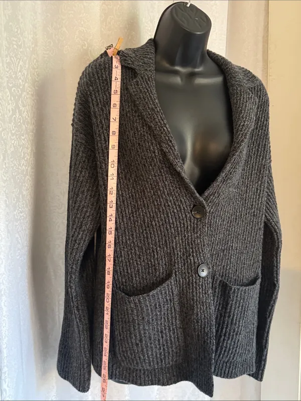 Nordstrom Dark Gray Ribbed Button-Front CardiganSz: S - Image 4