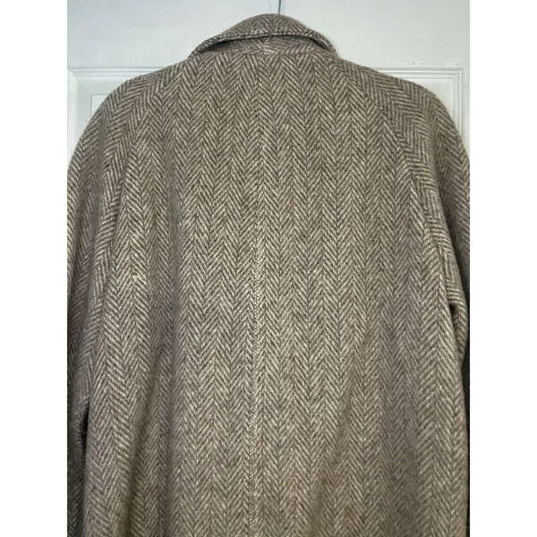 Vintage 70s Wool Herringbone Coat Jacket Chevron Tweed ILGWU Union Made USA M - Image 7
