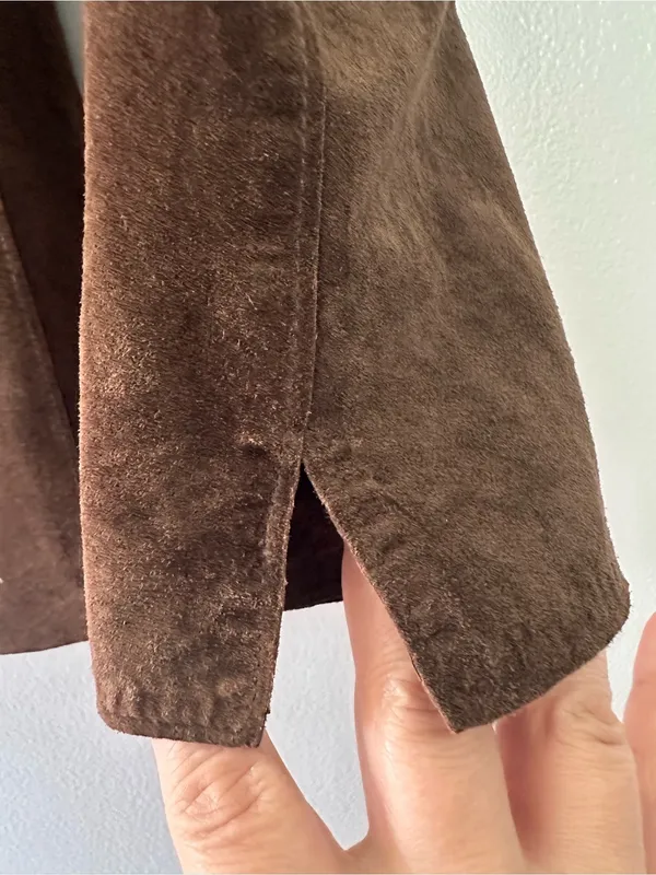 Lord & Taylor Brown Genuine Suede Leather Shirt Jacket Fully Lined size S* - Image 7