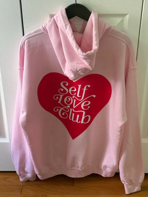 Lonely Ghost Self Love Club Heart Hoodie in Pink - Image 3