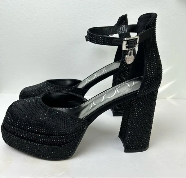 Dolls Kill Sugar Stacked Platform Heels Black Rhinestone NWOT Willfully 2 - Image 3