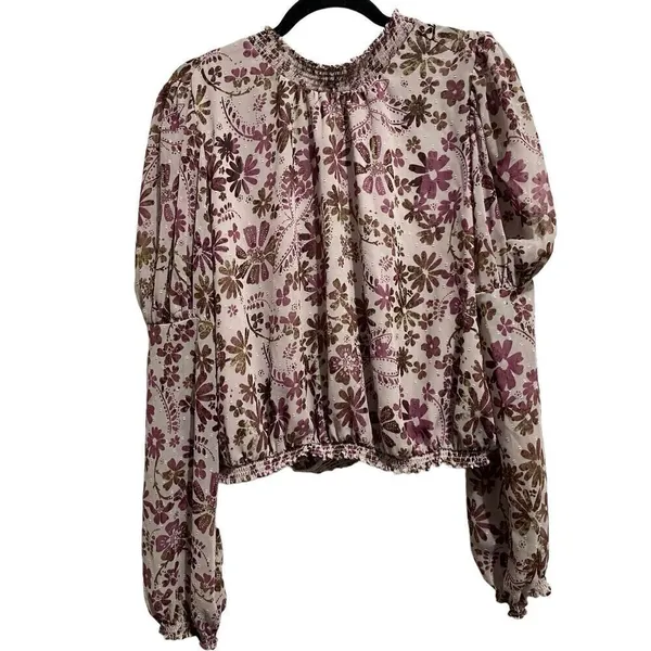 Free People Clarissa floral printed blouse Medium - Image 2