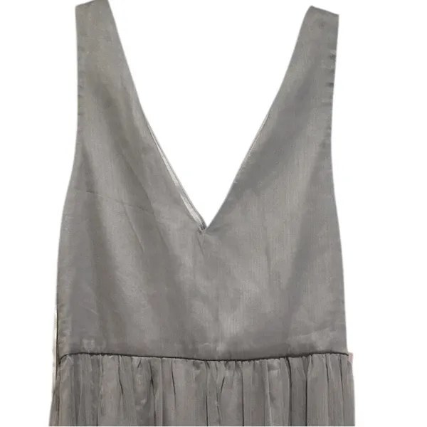 BHLDN ANTHRO Neutral Gray Formal MINIMALIST CHIC ETHEREAL Floor Maxi Dress L - Image 6