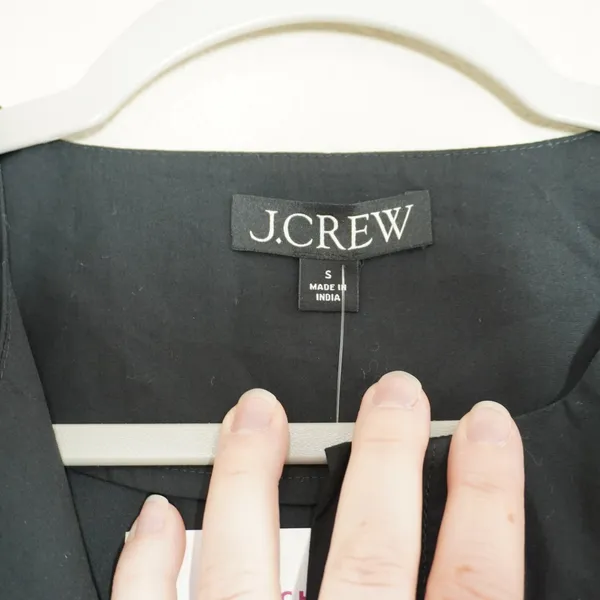 J. Crew Size Small Black Cotton Poplin Zip Front Pintuck Waist Midi Dress Preppy - Image 5