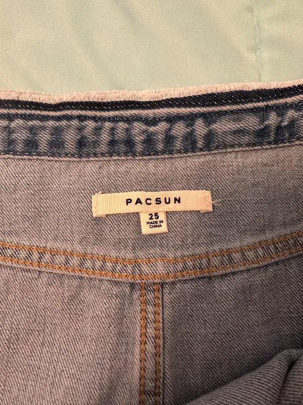 PacSun Raw Denim Hem Mini Tie-Front Wrap Skirt - Image 3