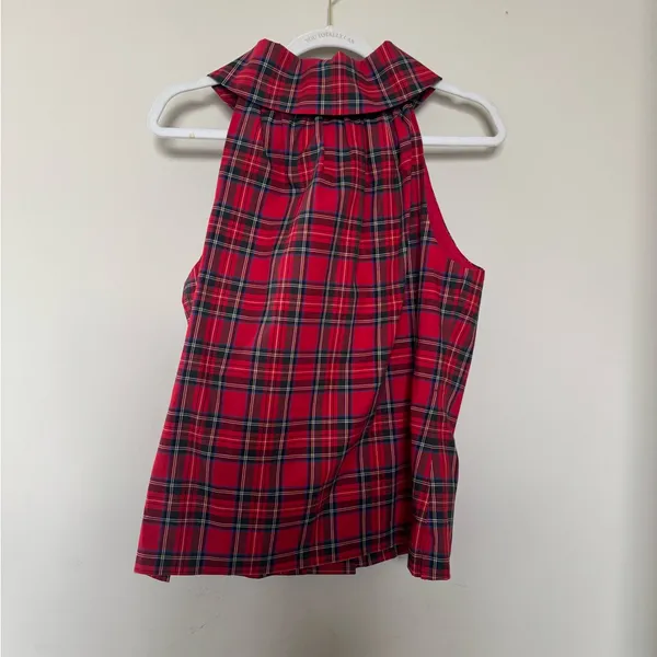 Sail to Sable Red Plaid Button-Back Blouse - Image 2