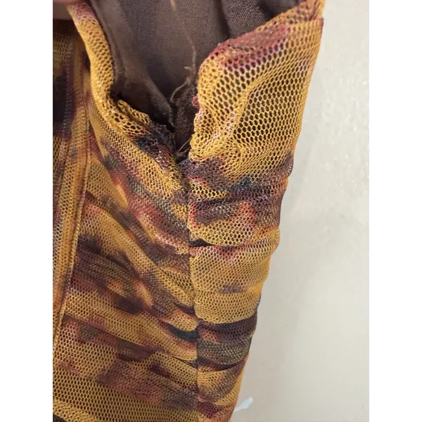 NWT Zara Mesh Corset Top Bustier Size M Brown Geometric Print Y2K Boho Chic - Image 8