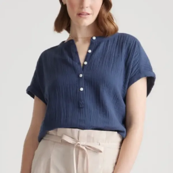 New 100% Organic Cotton Gauze‎ Roll Sleeve Shirt - Image 6