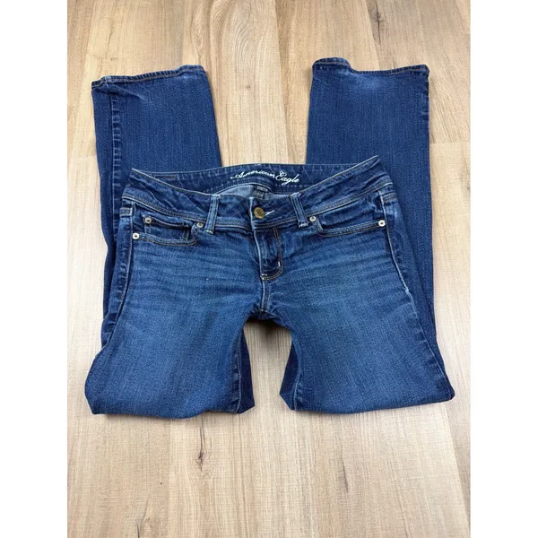 American Eagle Slim Boot‎ Jeans Womens 8 Short Dark Wash Stretch Denim Low Rise - Image 3