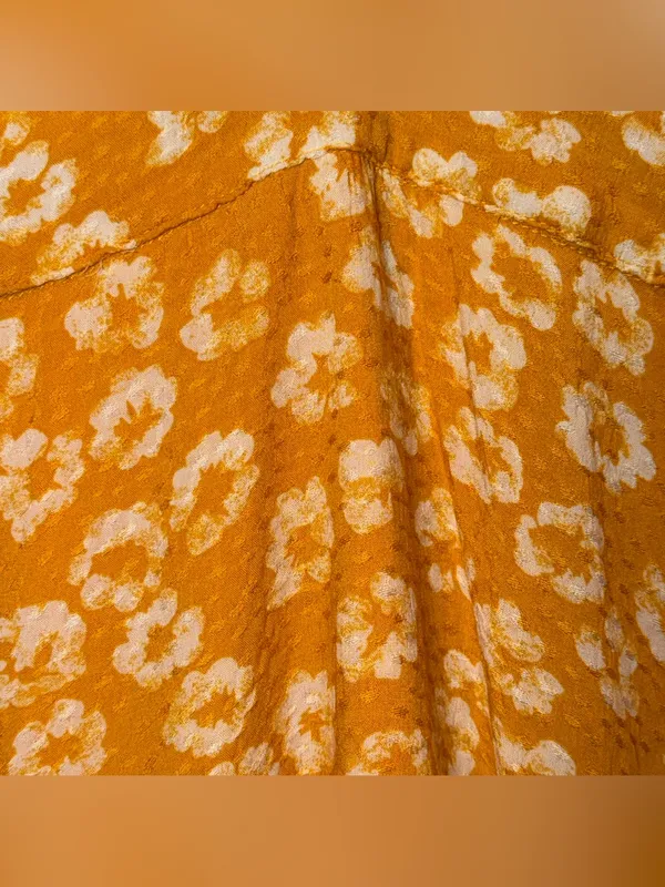 LULUS Women’s Garden Explorer Mustard Yellow Floral Print Mini Dress Size XXS - Image 9
