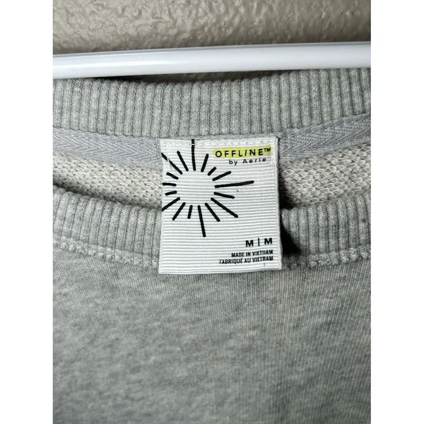 Aerie Offline Weekend Fleece Gray Cotton Cut Out Dress Pockets Women Size Medium - Image 8