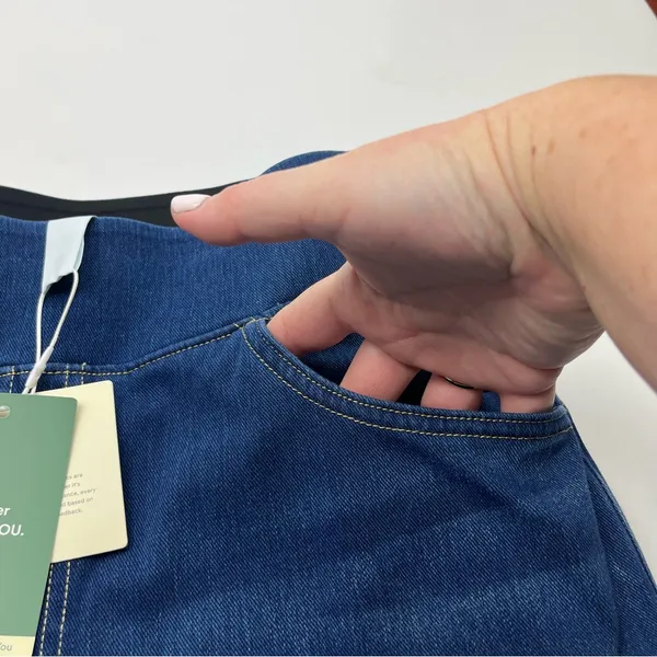 Halara Flex Women High Waisted Pocket Baggy Wide Leg Pull-On Stretch Jean XL NEW - Image 11