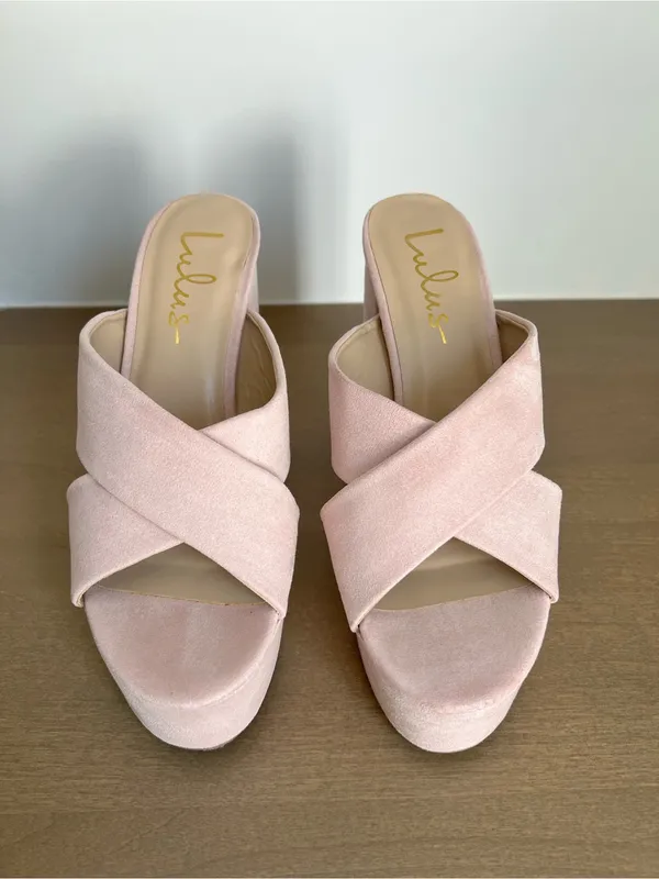 Lulu's Pale Pink Aliany Platform Mule Heels size 8 - Image 2